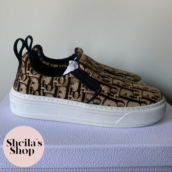 NIB Christian Dior Solar Bronze Velvet Oblique Logo Slip On  NIB Christian Dior Solar Bronze Velvet Oblique Logo Slip On Sneakers Size 36.5
